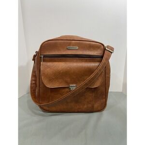 Samsonite Sonora II Vintage Brown Faux Leather Messenger Crossbody Bag Cognac